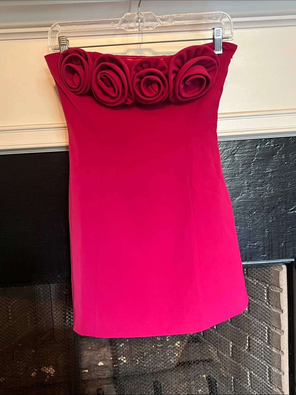 Peppermayo Patsie Strapless Pink Rose-Trim Mini Dress Size 4